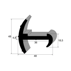Perfil Especial de Borracha SBR 80 Sh A IBC 3107 para Vedação Industrial