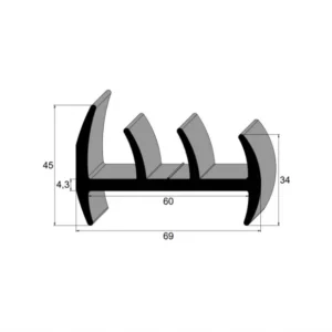 Perfil Especial de Borracha EPDM 75 Sh A IBC 3536 para Porta Furgões