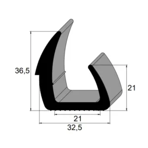 Perfil Especial de Borracha SBR 80 Sh A IBC 3277 para Porta Container