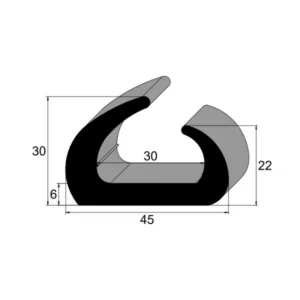Perfil Especial de Borracha SBR 60 Sh A IBC 3150 para Porta Container